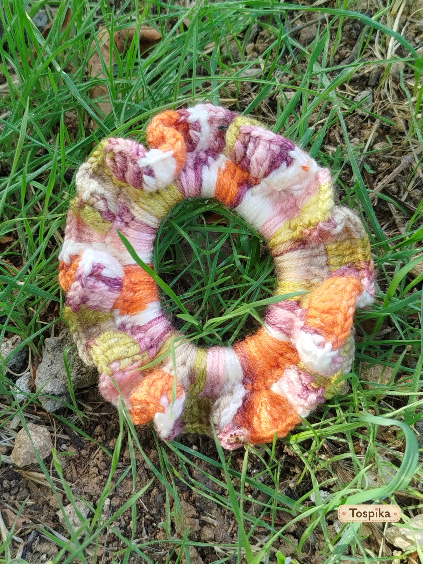 Hand-Knitted Multicolored Hair Tie