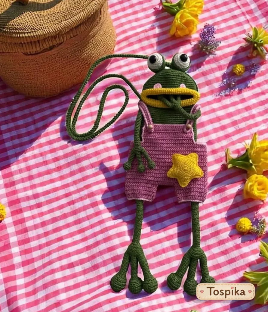 Amigurumi Kurbağa Omuz Çantası