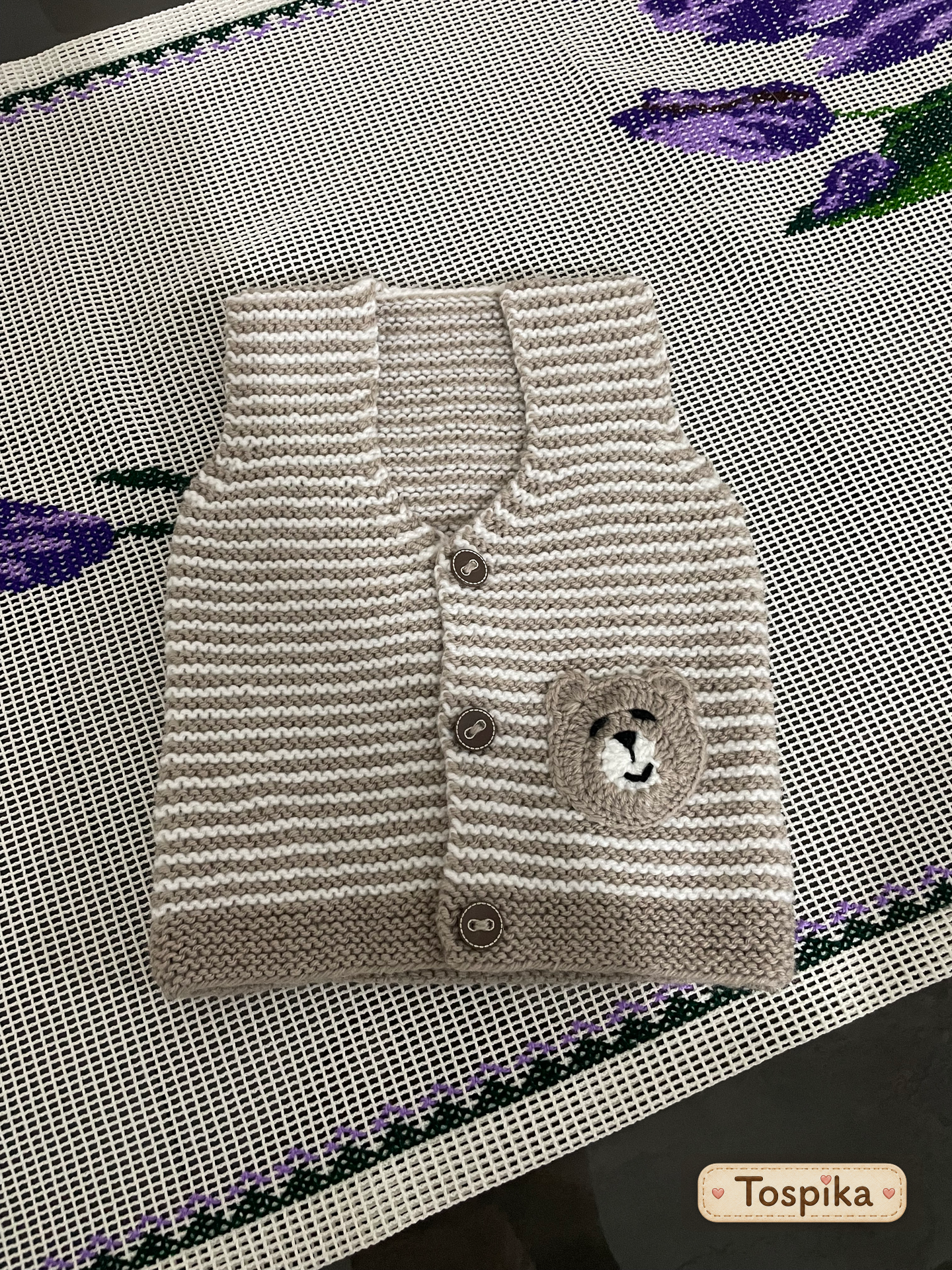 Erkek bebek yelegi 0-6 ay beyaz açık kahve
