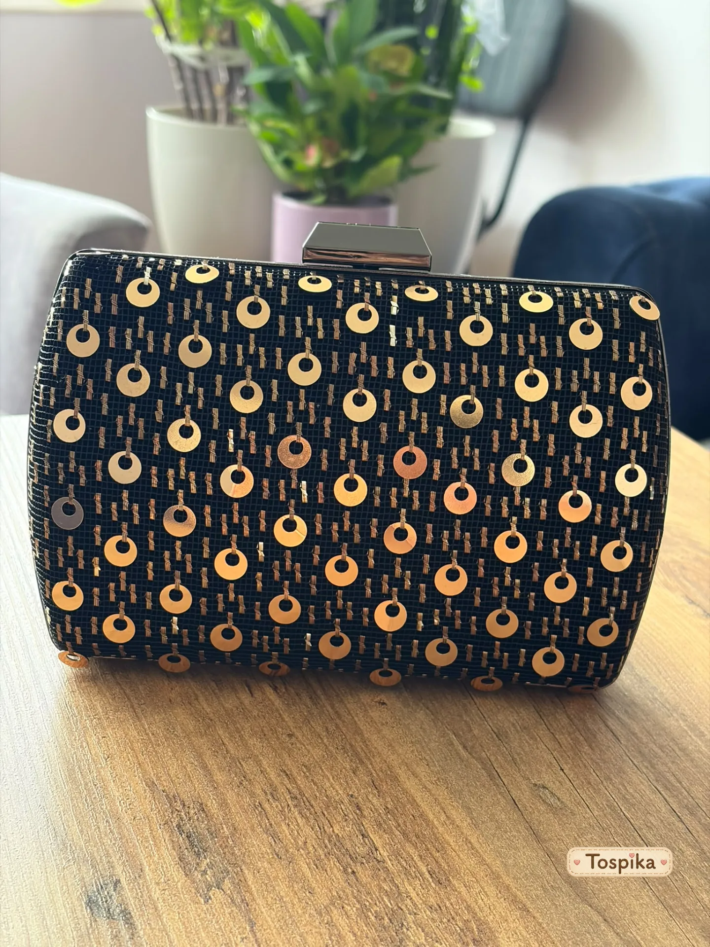 Metal Thread Embroidered Clutch