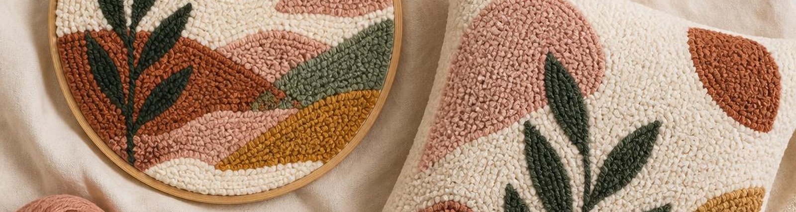 Colourful handmade punch needle creations